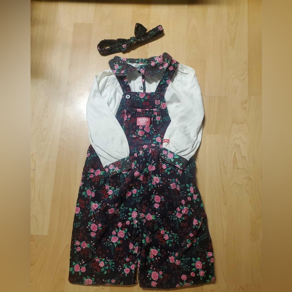 Vintage Oshkosh Toddler Girl Overall Set